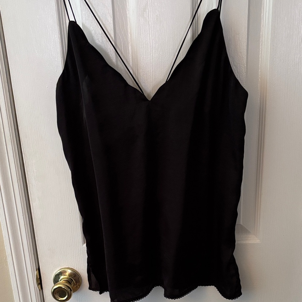 Free People Black Silk Top